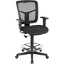 Lorell Ratchet Back Mesh Mid-Back Stool - Black Seat Color - Fabric Seat Material - Black Back Color - Mesh Back Material - 5-star Base