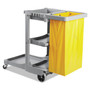 Boardwalk Janitor's Cart, Plastic, 4 Shelves, 1 Bin, 19" x 45" x 39", Gray
