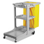 Boardwalk Janitor's Cart, Plastic, 4 Shelves, 1 Bin, 19" x 45" x 39", Gray