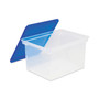 Storex Plastic File Tote, Letter/Legal Files, 18.5" x 14.25" x 10.88", Clear/Blue