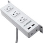 Lorell Under Desk AC Power Center with USB Charger - 3 x AC Power, 2 x USB - 8 ft Cord - Surface-mountable