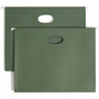 Smead Hanging Pockets with Full-Height Gusset, 1 Section, 3.5" Capacity, Letter Size, Standard Green, 10/Box
