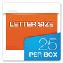 Pendaflex Colored Reinforced Hanging Folders, Letter Size, 1/5-Cut Tabs, Orange, 25/Box