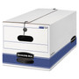 Bankers Box STOR/FILE Medium-Duty Strength Storage Boxes, Letter Files, 12.25" x 24.13" x 10.75", White/Blue, 4/Carton