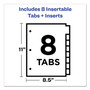 Avery Insertable Big Tab Plastic Dividers, 8-Tab, 11 x 8.5, Clear, 1 Set