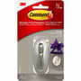 Command Medium Traditional Hook, Brushed Nickel - 3 lb (1.36 kg) Capacity - 1.3" Width x 3.1" Length - for Decoration - Plastic - Metallic Silver