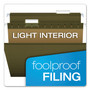 Pendaflex Reinforced Hanging File Folders with Printable Tab Inserts, Letter Size, 1/5-Cut Tabs, Standard Green, 25/Box