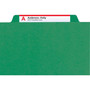 Smead Six-Section Pressboard Top Tab Classification Folders, Six SafeSHIELD Fasteners, 2 Dividers, Letter Size, Green, 10/Box