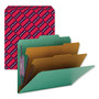Smead Six-Section Pressboard Top Tab Classification Folders, Six SafeSHIELD Fasteners, 2 Dividers, Letter Size, Green, 10/Box