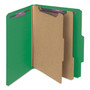 Smead Six-Section Pressboard Top Tab Classification Folders, Six SafeSHIELD Fasteners, 2 Dividers, Letter Size, Green, 10/Box