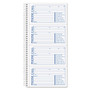 TOPS Spiralbound Message Book, Two-Part Carbonless, 5 x 2.75, 4 Forms/Sheet, 200 Forms Total