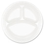 Dart Concorde 9" Nonlaminated Foam 3-Compartment Plates - 9" Diameter - Foam, Plastic Body - 125/Pack