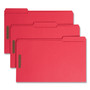 Smead Top Tab Colored Fastener Folders, 0.75" Expansion, 2 Fasteners, Legal Size, Red Exterior, 50/Box