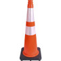 Tatco Slimline Traffic Cones - 10.8" Width x 28" Height x 10.8" Depth - Cone Shape - Reflective, Flexible, Long Lasting - Polyvinyl Chloride (PVC) - Orange, Silver