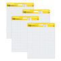 Post-it Easel Pads Super Sticky Vertical-Orientation Self-Stick Easel Pad Value Pack, Quadrille Rule (1 sq/in), 25 x 30, White, 30 Sheets, 4/Carton