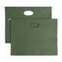 Smead 100% Recycled Hanging Pockets with Full-Height Gusset, 1 Section, 3.5" Capacity, Letter Size, Standard Green, 10/Box