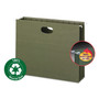 Smead 100% Recycled Hanging Pockets with Full-Height Gusset, 1 Section, 3.5" Capacity, Letter Size, Standard Green, 10/Box