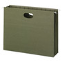 Smead 100% Recycled Hanging Pockets with Full-Height Gusset, 1 Section, 3.5" Capacity, Letter Size, Standard Green, 10/Box