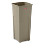 Rubbermaid Commercial Untouchable Square Waste Receptacle, 23 gal, Plastic, Beige