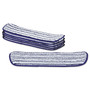 Rubbermaid Commercial Microfiber Finish Pad, 18 x 5.5, Blue/White, 6/Box