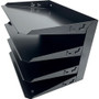 Huron Horizontal Slots Desk Organizer - 4 Compartment(s) - Horizontal - 9" Height x 12" Width x 8.66" Depth - Durable - Black