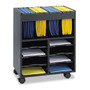 Safco Go Cart Mobile File, Engineered Wood, 8 Shelves, 4 Bins, 14.5" x 21.5" x 26.25", Black