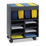 Safco Go Cart Mobile File, Engineered Wood, 8 Shelves, 4 Bins, 14.5" x 21.5" x 26.25", Black