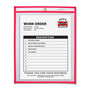 C-Line Neon Colored Stitched Shop Ticket Holders - Support 9" x 12" Media - Vinyl - Clear, Neon Red - Sturdy