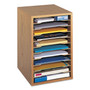 Safco Wood Vertical Desktop Sorter, 11 Compartments, 10.63 x 11.88 x 16, Medium Oak