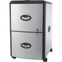 Storex Mobile Filing Cabinet with Metal Siding and Top-Drawer Organizer Tray, 2 Letter File Drawers, Silver/Black, 19" x 15" x 23"