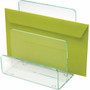 Lorell Mini File Sorter - Desktop - Durable, Lightweight, Non-skid - Clear, Green - Acrylic