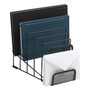 TRU RED Metal Incline Sorter with Wire Mesh Mobile Device Holder, 6 Sections, 7.48 x 8.77 x 7.55, Matte Black