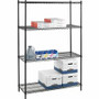 Lorell Industrial Wire Shelving - 36" Width x 24" Depth x 72" Height - 4 x Shelf(ves) - 4000 lb Load Capacity - Black