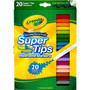 Crayola Washable Super Tips Markers, Fine/Broad Bullet Tips, Assorted Colors, 20/Set