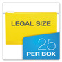 Pendaflex Colored Reinforced Hanging Folders, Legal Size, 1/5-Cut Tabs, Yellow, 25/Box
