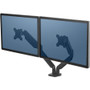 Fellowes Platinum Series Dual Monitor Arm for 27" Monitors, 360 deg Rotation, +85 deg/-20 deg Tilt, 360 deg Pan, Black, Supports 20 lb