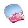 Fellowes Photo Gel Mouse Pad with Wrist Rest with Microban Protection, 9.25 x 7.87, Pink Flowers Design