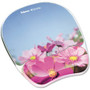 Fellowes Microban Photo Gel Mouse Pad Wrist Rest - Pink Flowers - 9.25" Height x 7.88" Width x 0.88" Depth - Multicolor - Rubber, Gel - Stain Resistant, Skid Proof