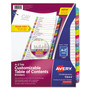 Avery Customizable TOC Ready Index Multicolor Tab Dividers, 26-Tab, A to Z, 11 x 8.5, White, Contemporary Color Tabs, 1 Set