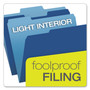 Pendaflex Colored File Folders, 1/3-Cut Tabs: Assorted, Letter Size, Navy Blue/Light Blue, 100/Box