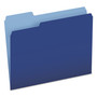 Pendaflex Colored File Folders, 1/3-Cut Tabs: Assorted, Letter Size, Navy Blue/Light Blue, 100/Box