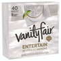 Vanity Fair Entertain Beverage Napkins, 2-Ply, 9.8 x 9.8, White, 40/Pack, 12 Packs/Carton