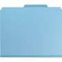 Smead Pressboard Top Tab Classification Folders, Eight SafeSHIELD Fasteners, 3" Expansion, 3 Dividers, Letter Size, Blue, 10/Box
