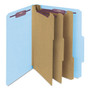 Smead Pressboard Top Tab Classification Folders, Eight SafeSHIELD Fasteners, 3" Expansion, 3 Dividers, Letter Size, Blue, 10/Box