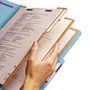 Smead Pressboard Top Tab Classification Folders, Eight SafeSHIELD Fasteners, 3" Expansion, 3 Dividers, Letter Size, Blue, 10/Box