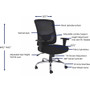 Lorell Big & Tall Mesh High-Back Task Chair - Fabric Seat Material - Mid Back - 5-star Base - Black