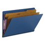 Smead End Tab Pressboard Classification Folders, Six SafeSHIELD Fasteners, 2" Expansion, 2 Dividers, Legal Size, Dark Blue, 10/Box
