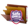 Smead End Tab Pressboard Classification Folders, Six SafeSHIELD Fasteners, 2" Expansion, 2 Dividers, Letter Size, Red, 10/Box