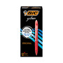 BIC Gel-ocity Gel Pen, Retractable, Medium 0.7 mm, Red Ink, Translucent Red Barrel, Dozen