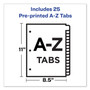 Avery Preprinted Black Leather Tab Dividers w/Gold Reinforced Edge, 25-Tab, A to Z, 11 x 8.5, Buff, 1 Set